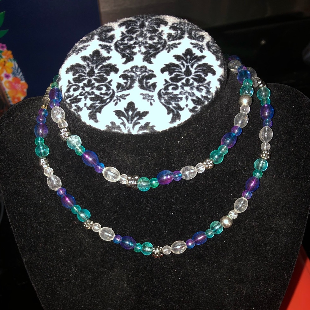 Crackle Glass Necklace Made by Me - 465 $35 or $30 w/offer